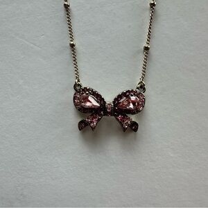 Betsey Johnson Pink Crystal Bow Necklace